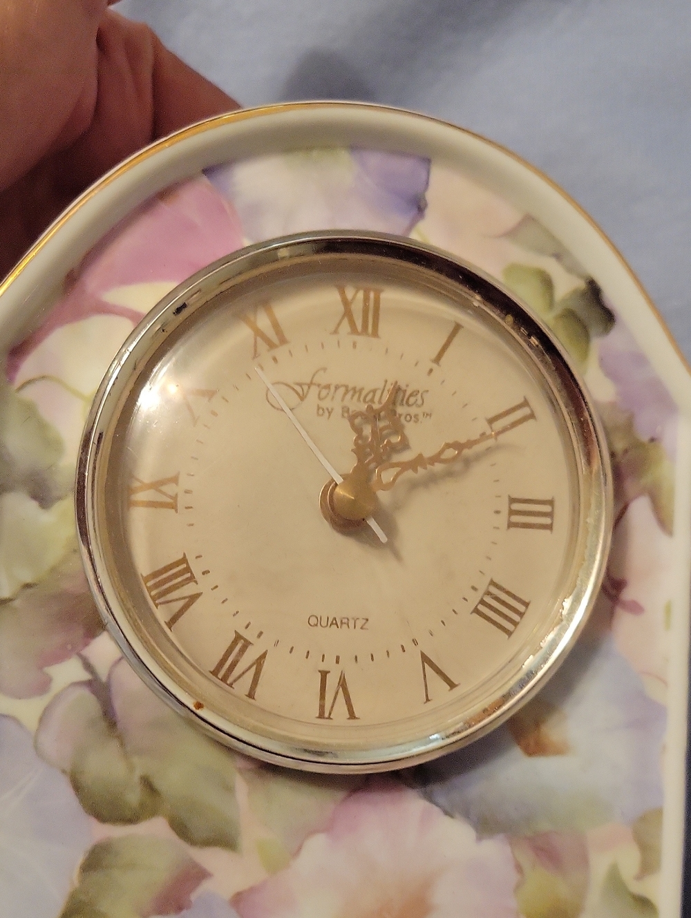Floral Porcelain Mantel Clock in Pastel Colors - Picture 7 of 7